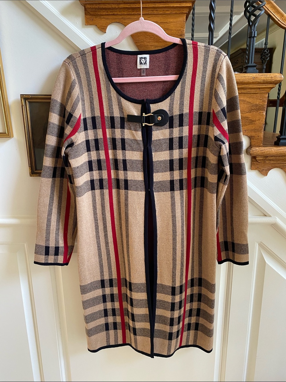 ANNE KLEIN Plaid Cardigan
